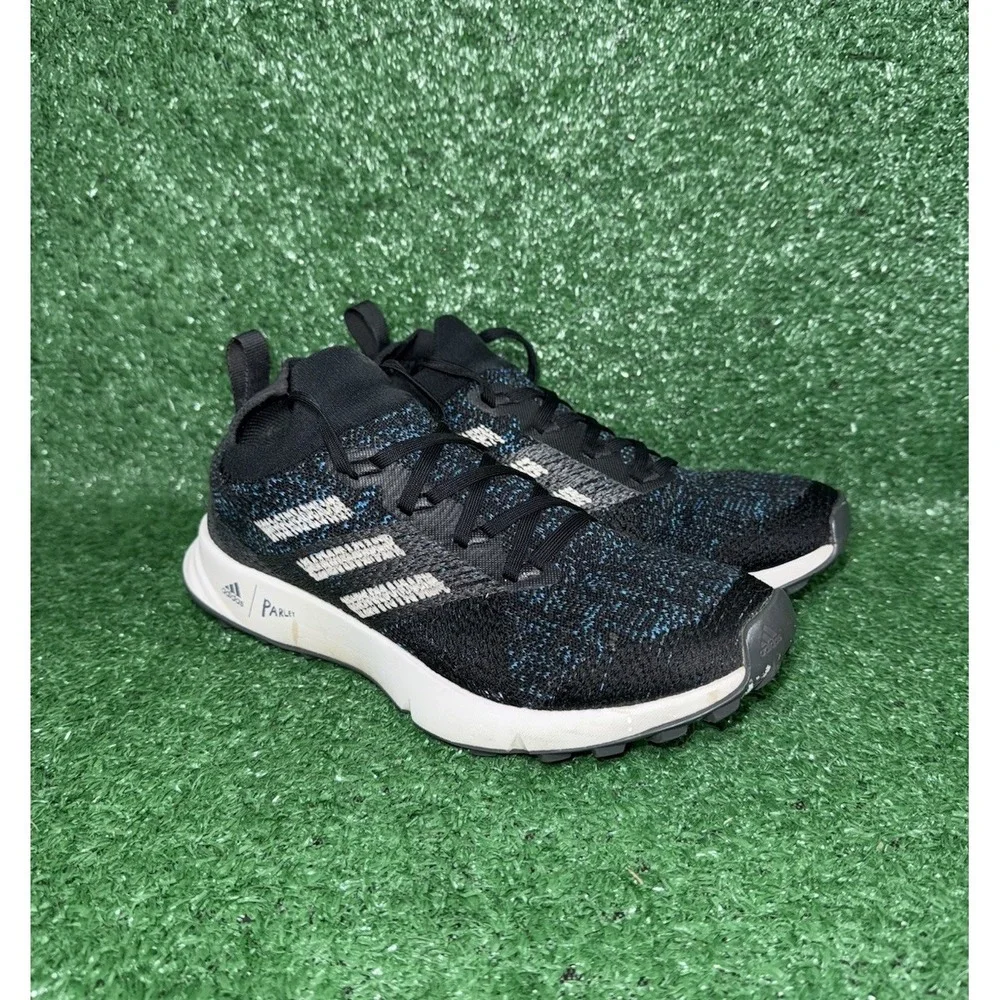 Adidas Shoes Womens Size 7 Terrex Parley Black Blue Knit Trail Hiking Sneakers